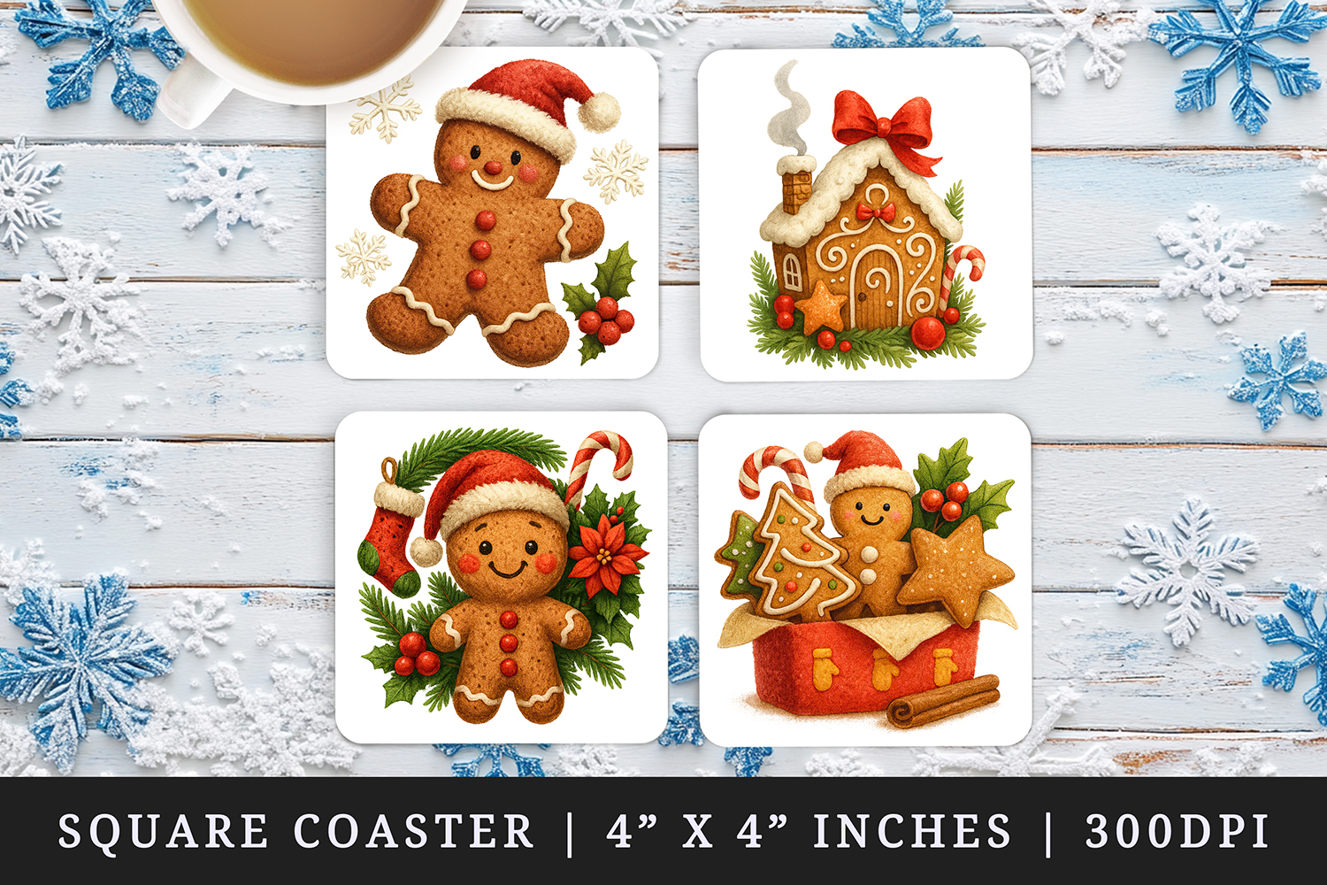 Christmas square coaster sublimation, coasters design product image 1