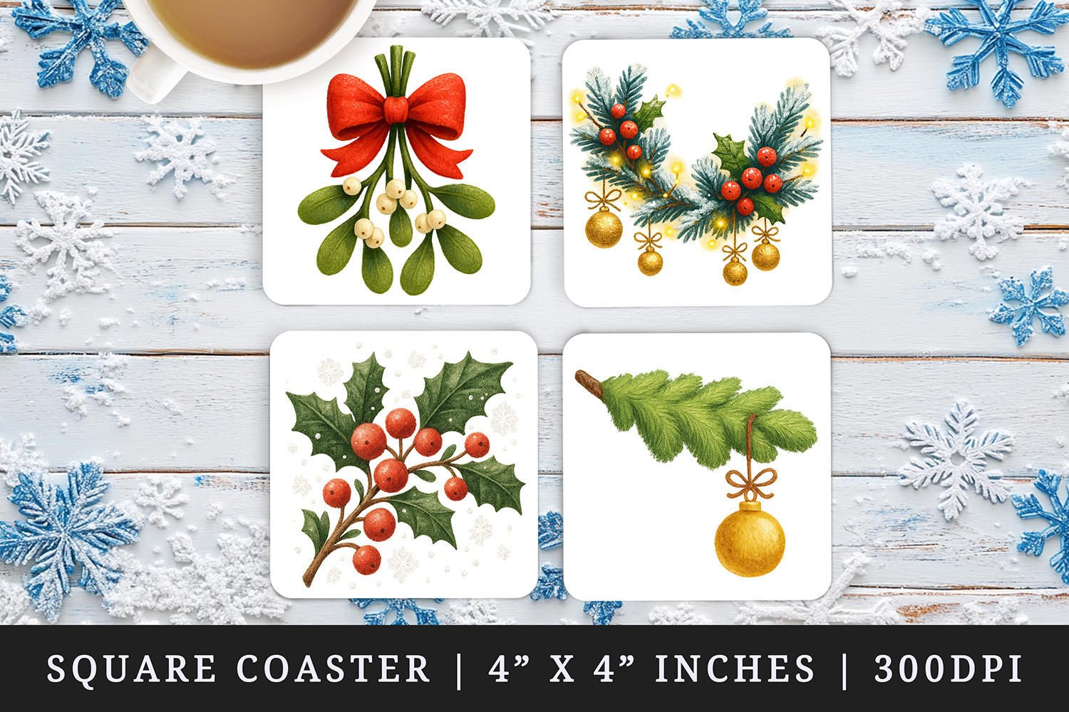 Christmas square coaster sublimation, coasters design product image 1