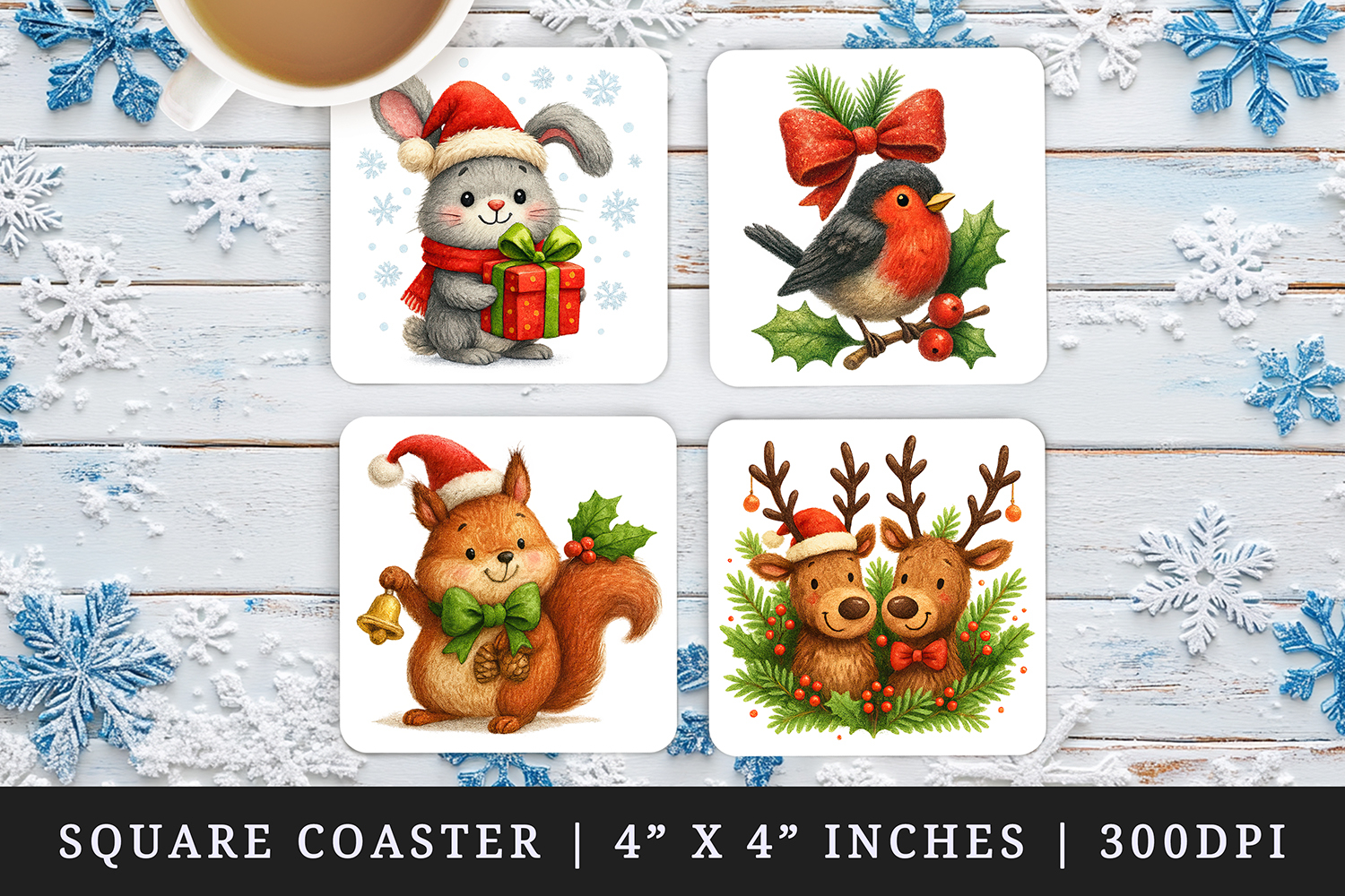 Christmas square coaster sublimation, coasters design product image 1