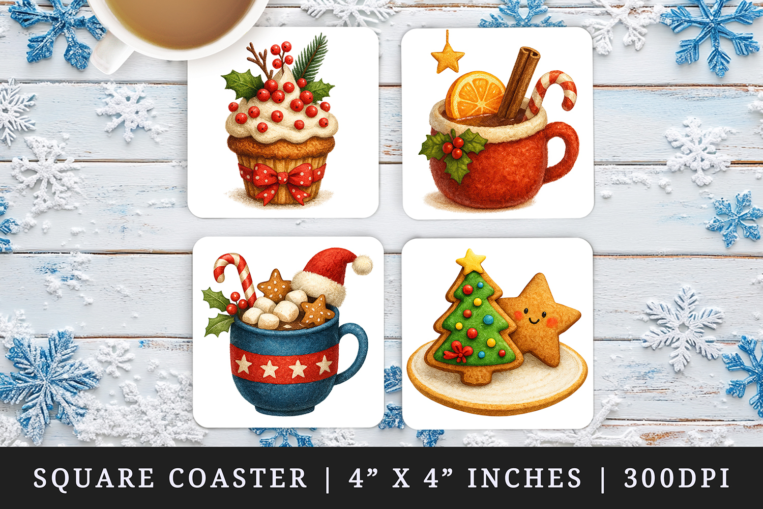 Christmas square coaster sublimation, coasters design product image 1