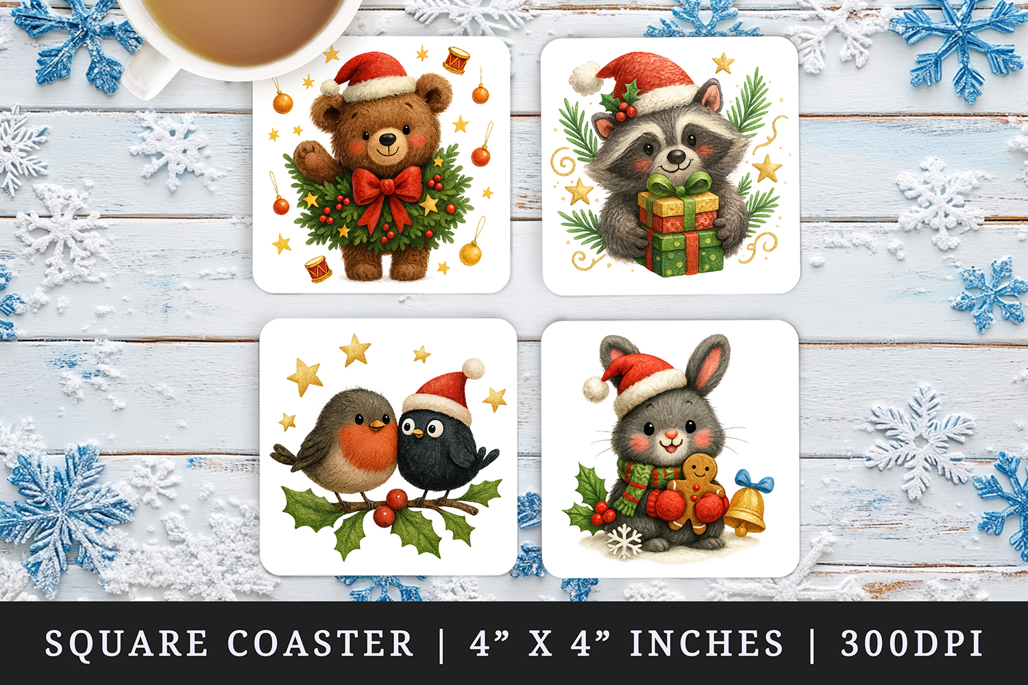 Christmas square coaster sublimation, coasters design product image 1