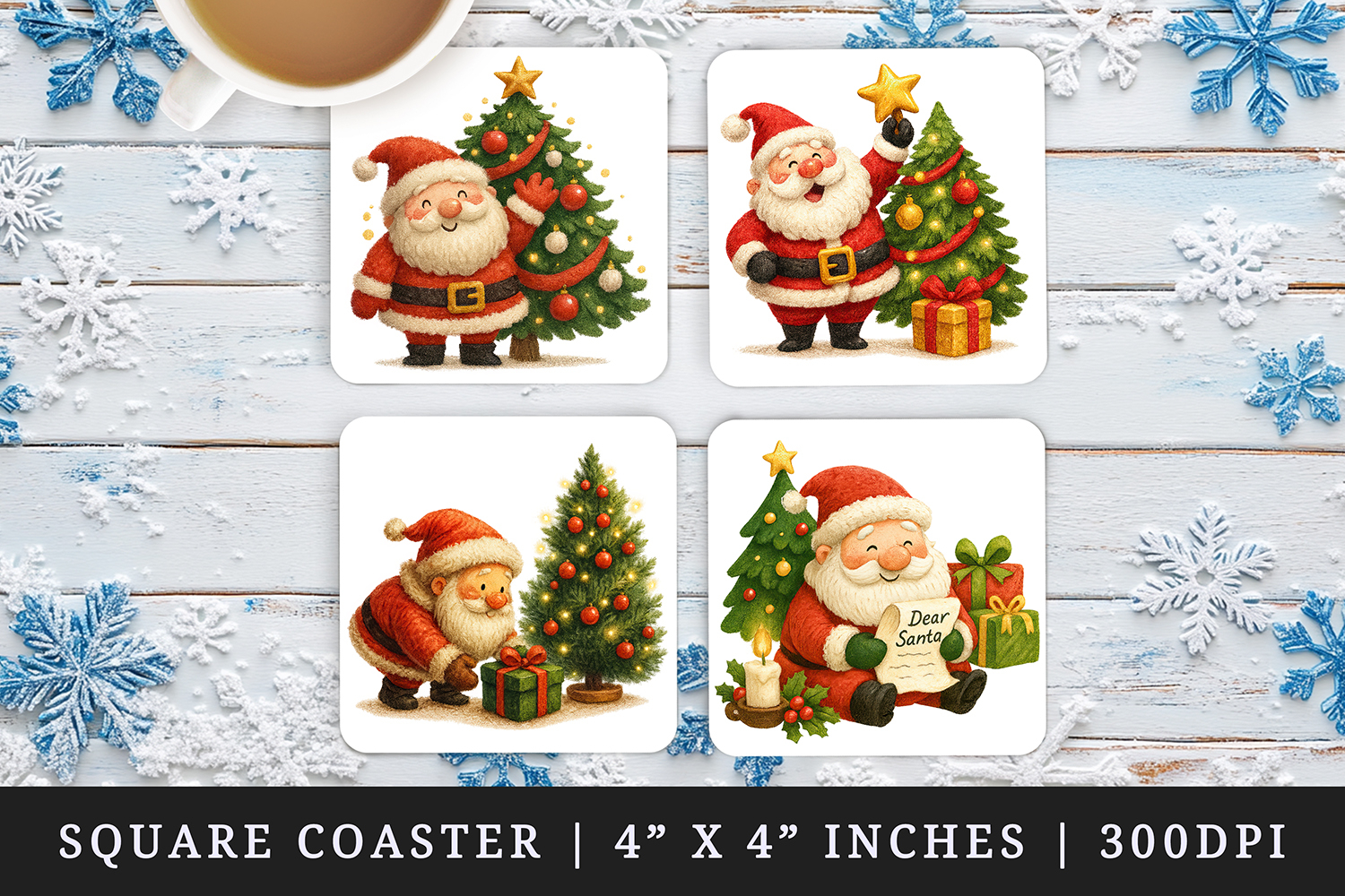 Christmas square coaster sublimation, coasters design product image 1