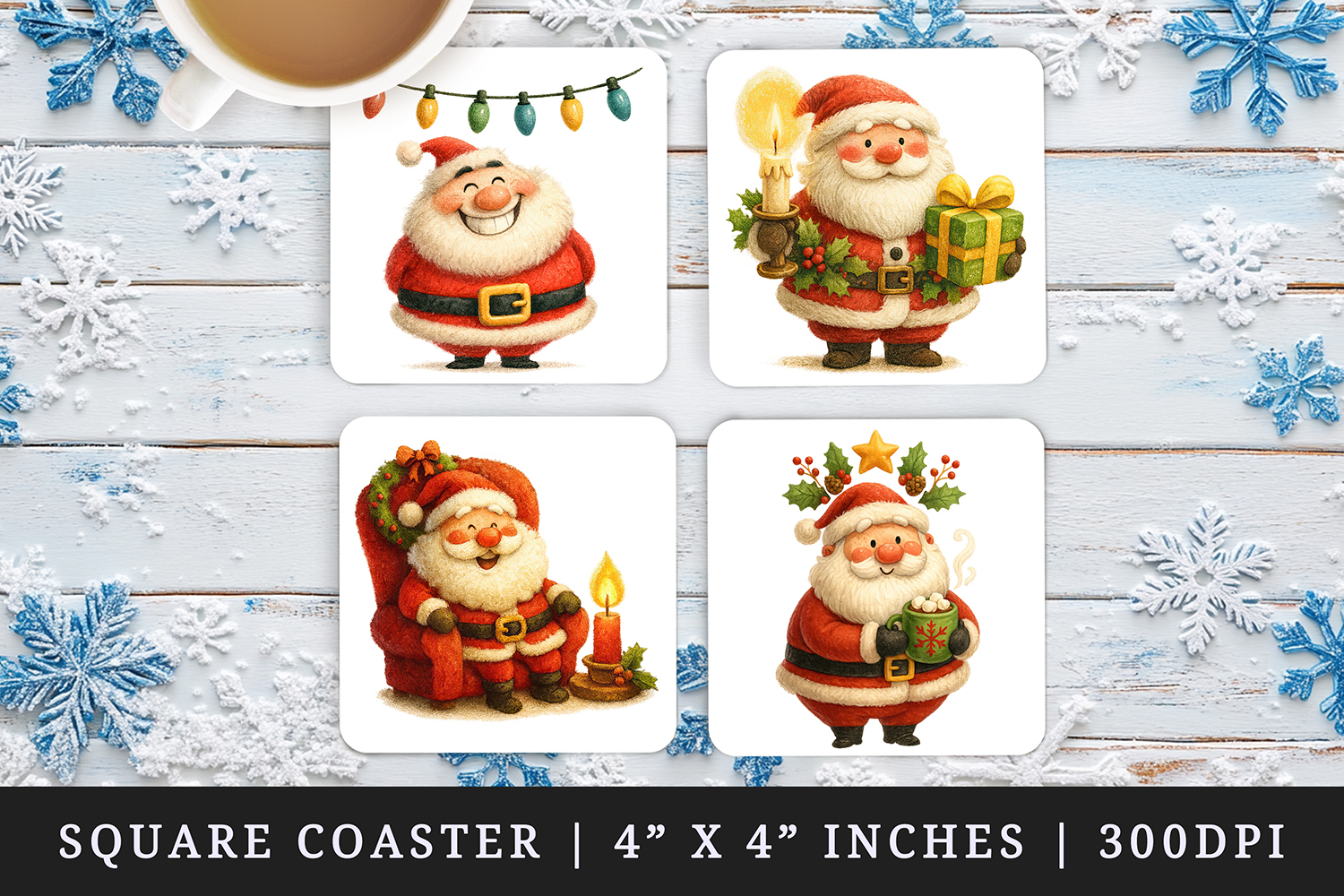 Christmas square coaster sublimation, coasters design product image 1
