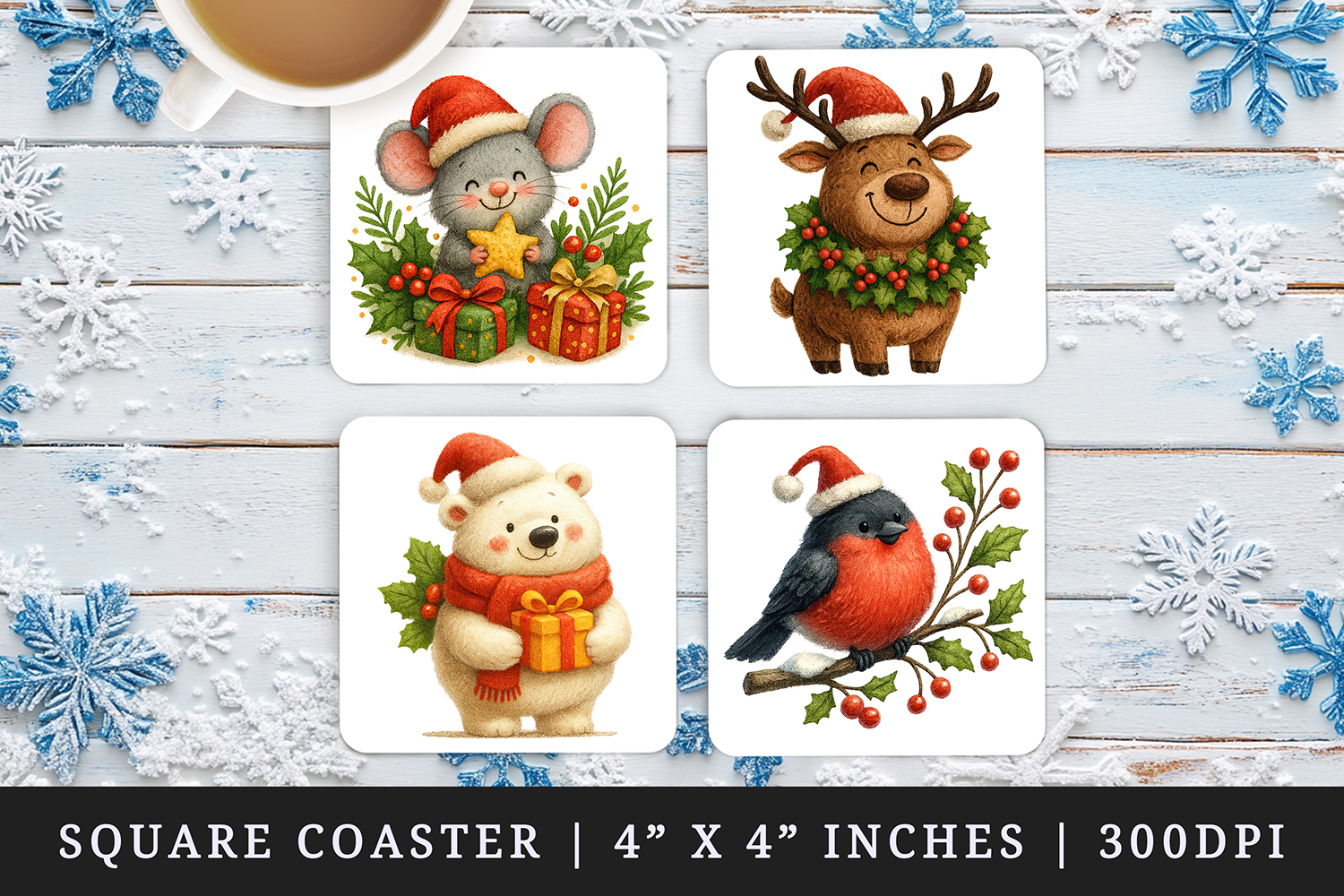 Christmas square coaster sublimation, coasters design product image 1
