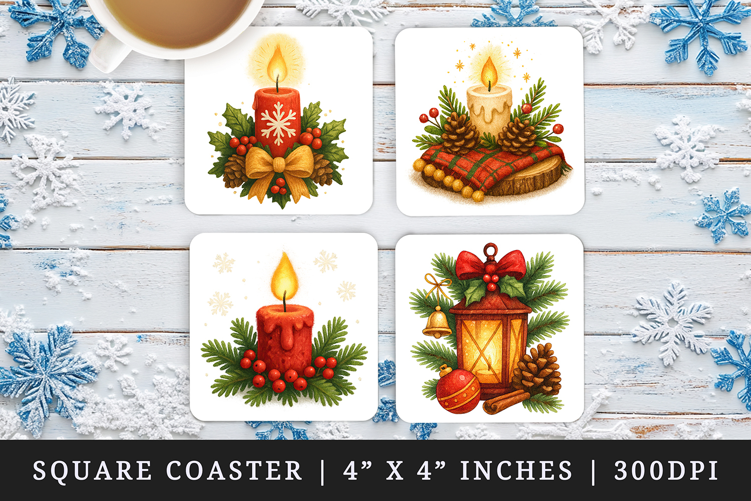 Christmas square coaster sublimation, coasters design product image 1