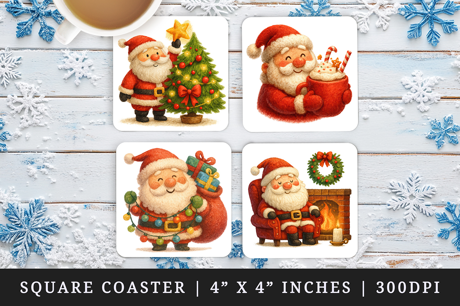 Christmas square coaster sublimation, coasters design product image 1