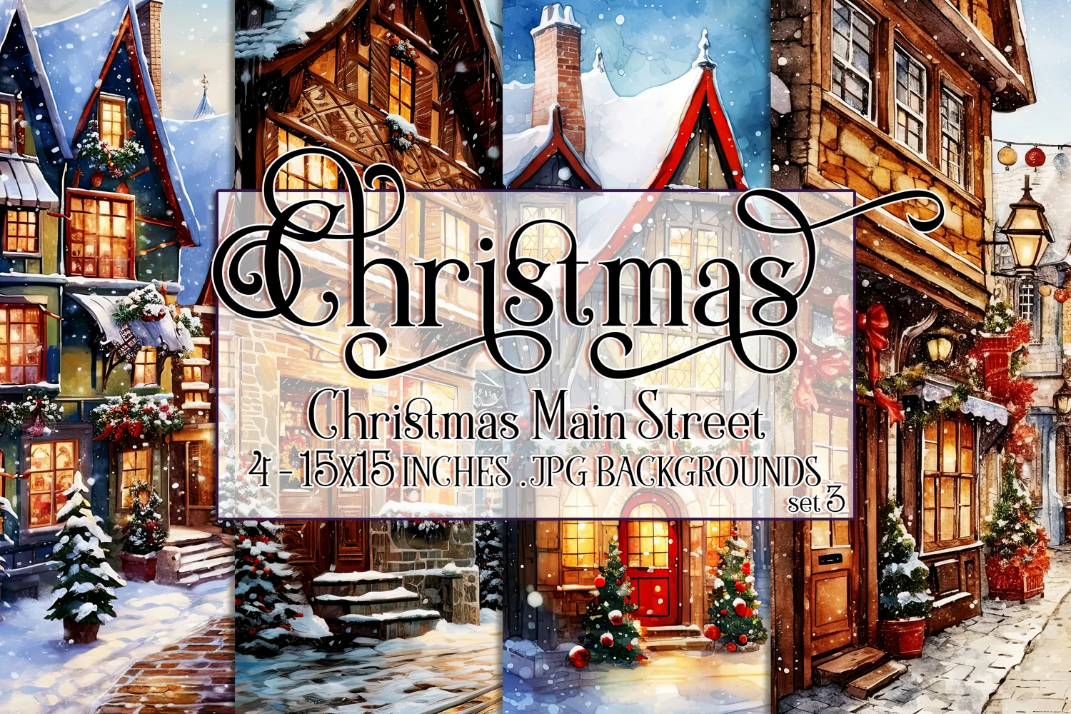 Christmas Backgrounds, 15x15 Christmas Main Street, Village product image 1