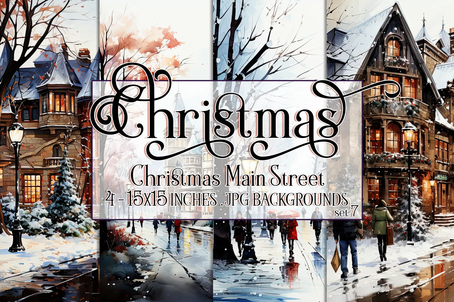 Christmas Backgrounds, 15x15 Christmas Main Street, Village product image 1