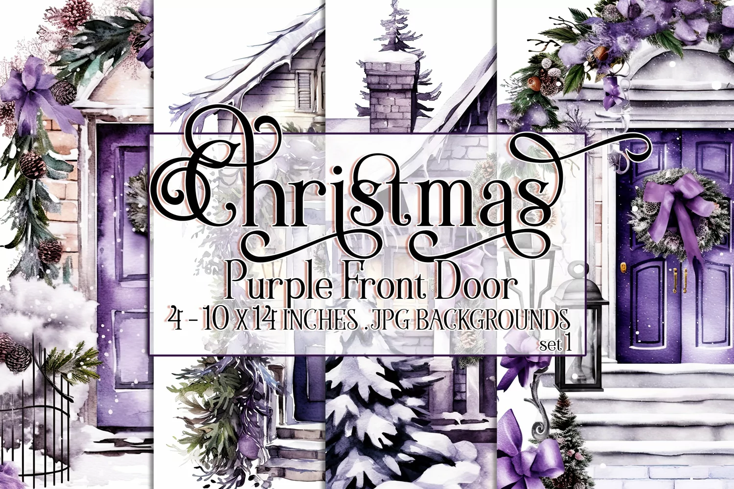 Christmas Backgrounds, 10x14 Purple Front Doors, Holiday product image 1