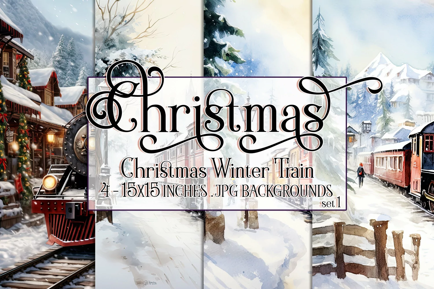 Christmas Backgrounds, 15x15 Christmas Train, Winter Train product image 1