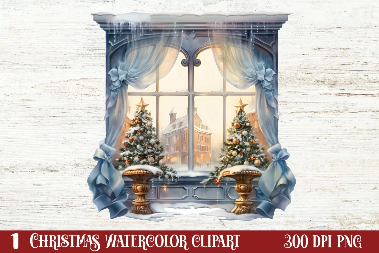 Christmas Window Sublimation Clipart, Christmas Window product image 1