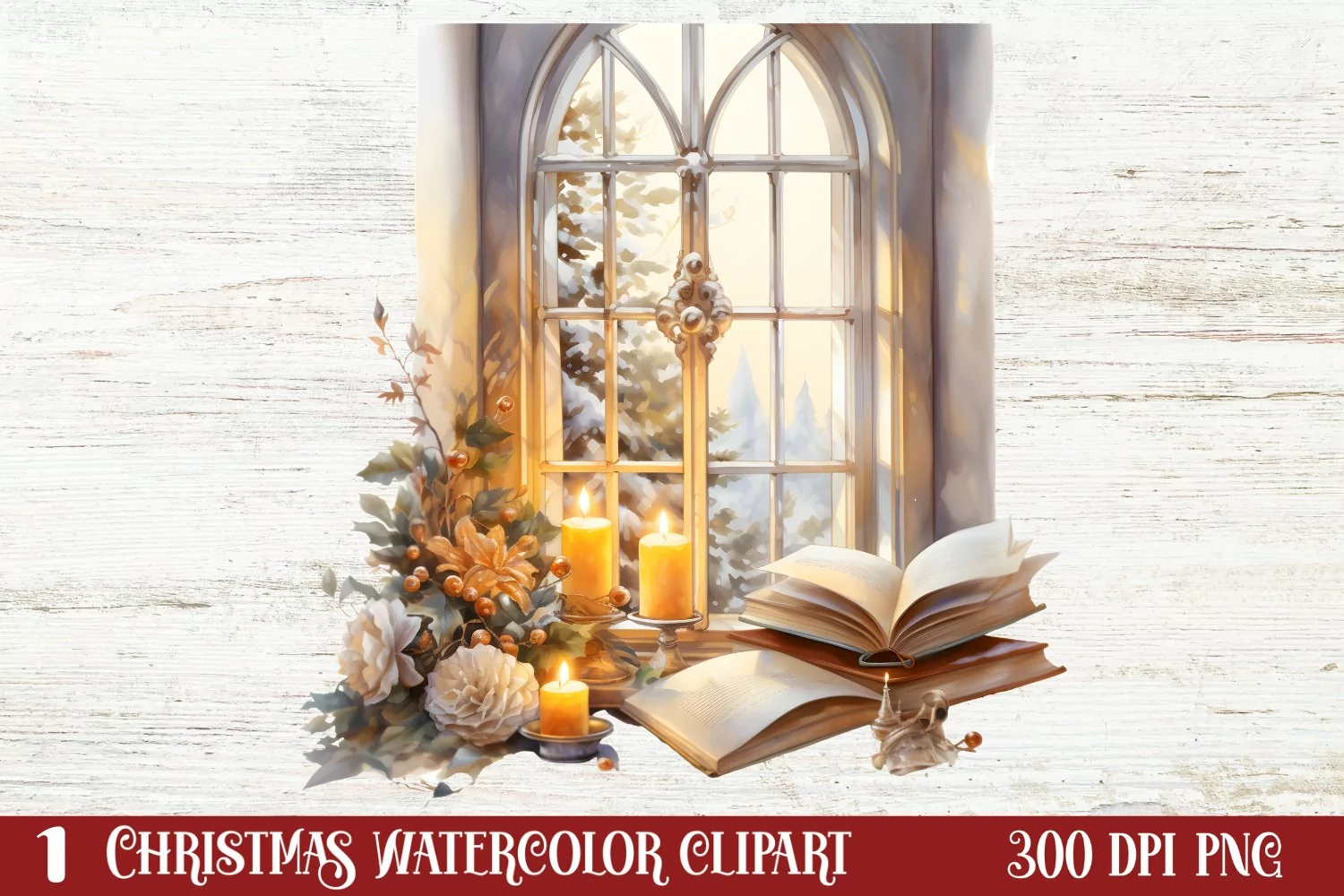 Christmas Window Sublimation Clipart, Christmas Window product image 1
