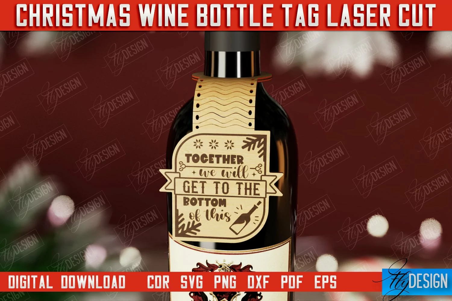 Christmas Wine Bottle Tag | Christmas Gift Idea | Holiday product image 1