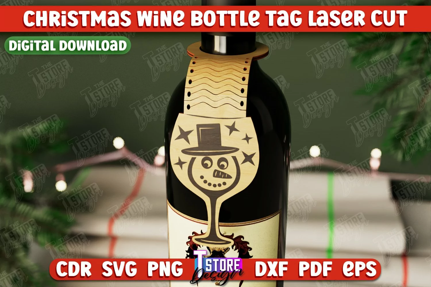 Christmas Wine Bottle Tag | Gift Idea | Holiday Bottle Tag product image 1