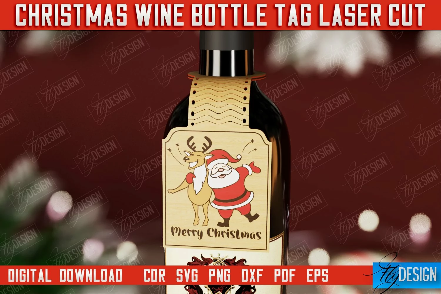 Christmas Wine Bottle Tag | Christmas Gift Idea | Holiday product image 1