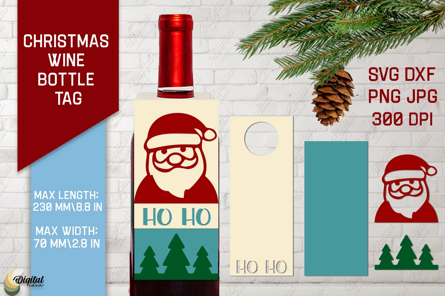 Santa SVG. Christmas Wine Bottle Tags. Gift Tags SVG product image 1