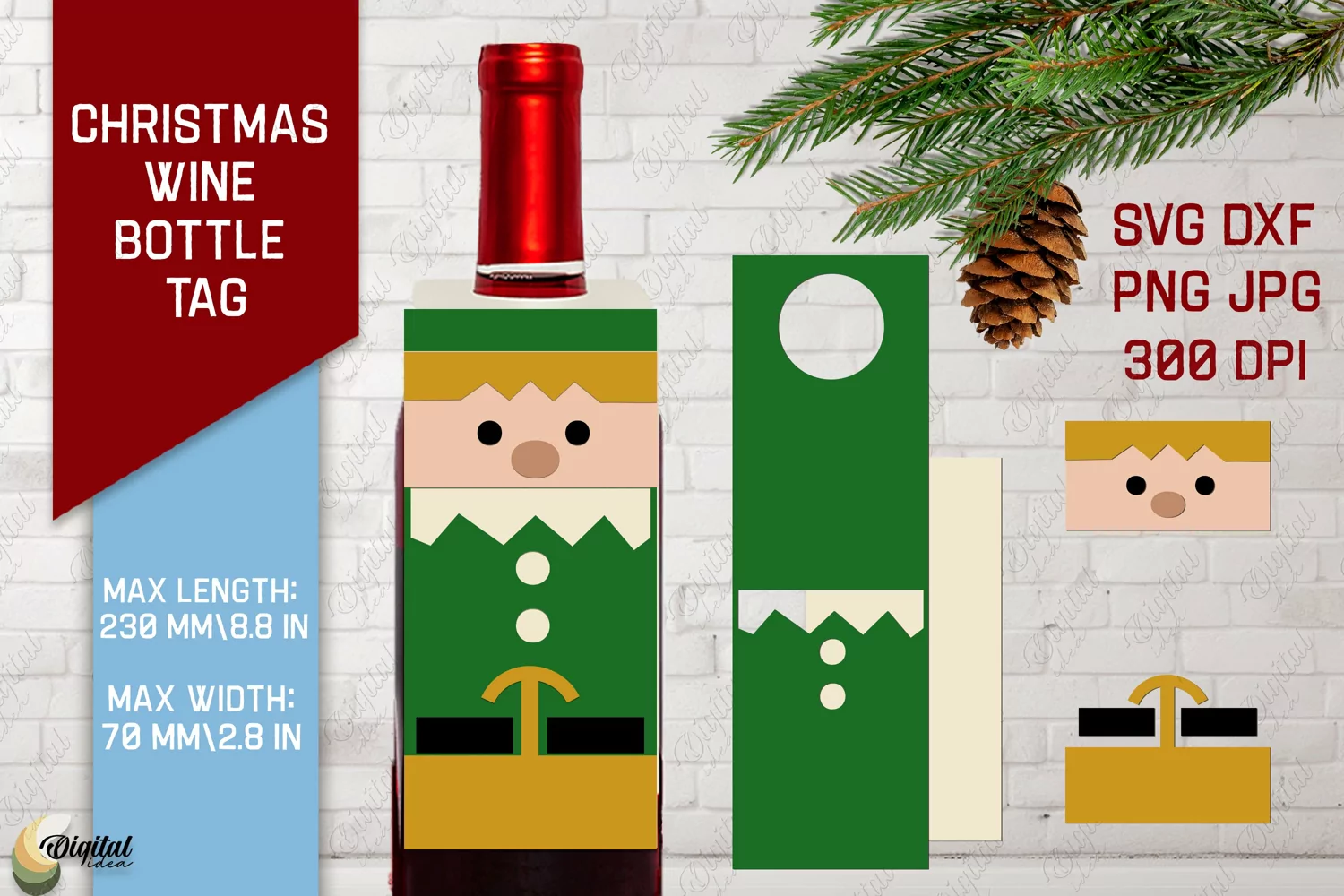 Elf SVG. Christmas Wine Bottle Tags. Gift Tags SVG product image 1