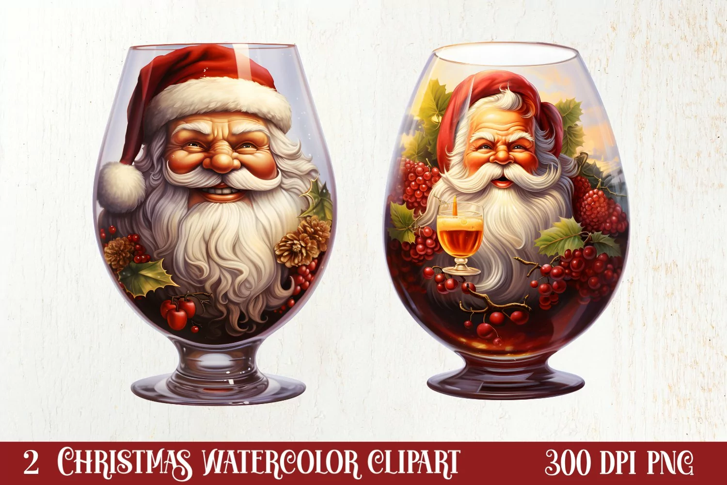 Christmas Wine Cup Sublimation Clipart product image 1