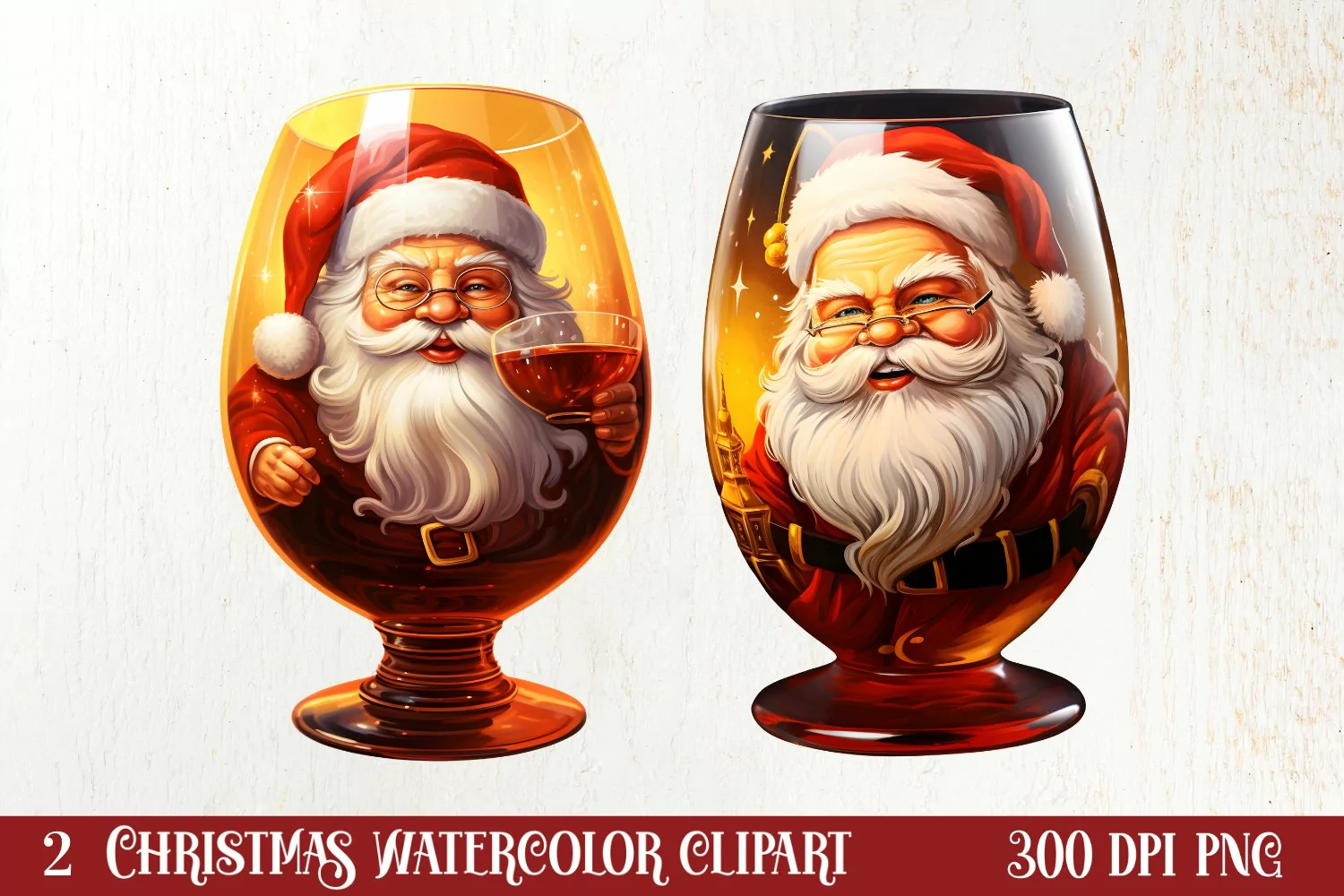 Christmas Wine Cup Sublimation Clipart product image 1