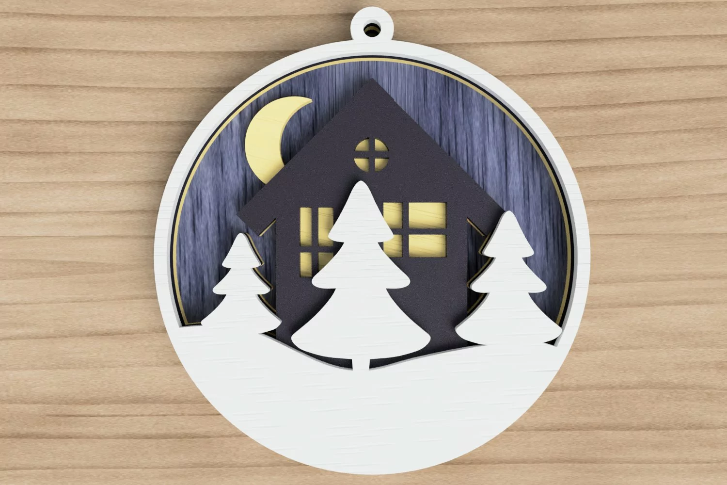 Christmas Ornament Laser Cut File - Christmas Cottage product image 1