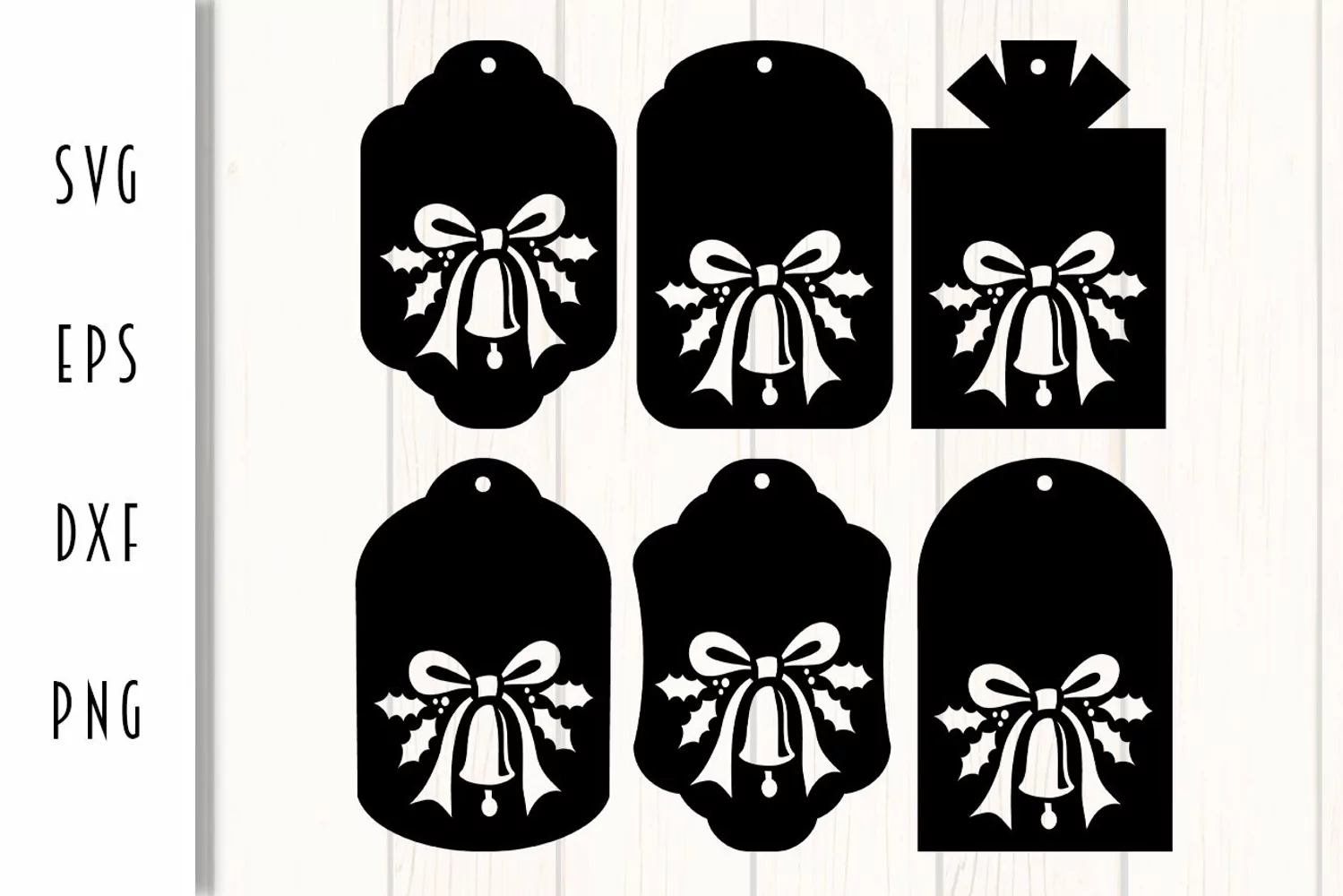 Christmas Gift Tags SVG - Bell and Holly product image 1