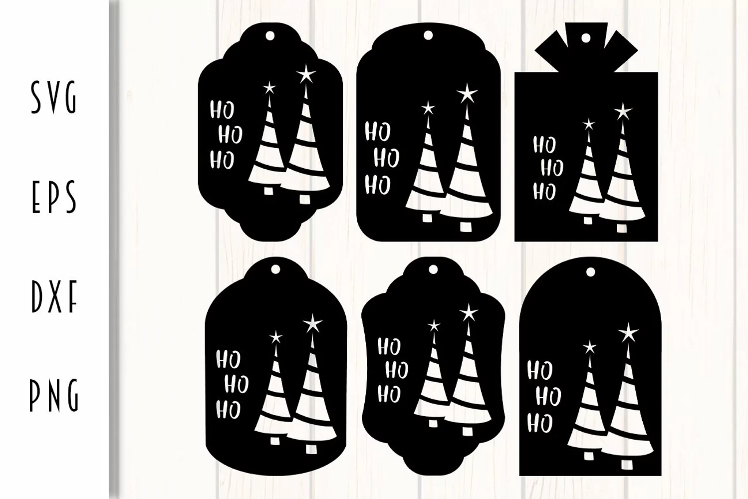 Christmas Gift Tags SVG - Ho Ho Ho Christmas Trees product image 1