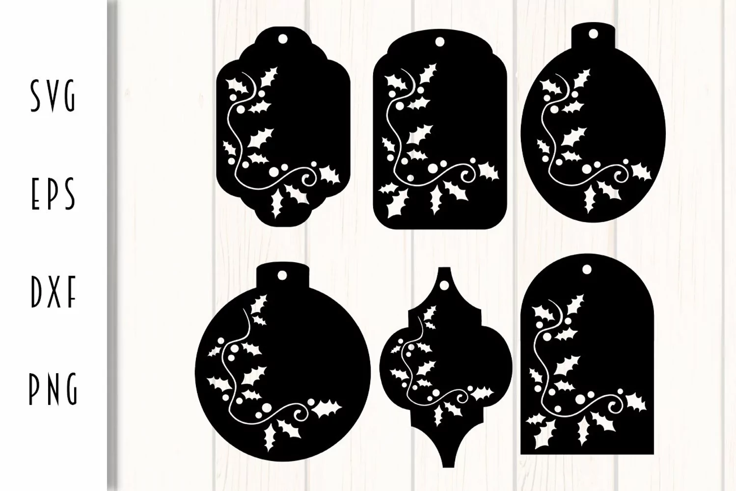 Christmas Gift Tags SVG - Holly & Berries product image 1
