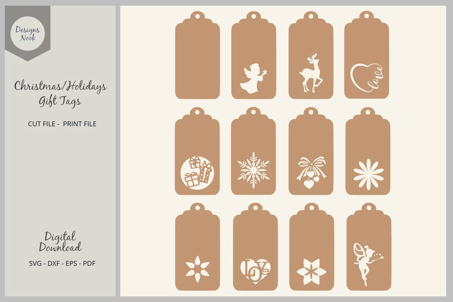 Gift tags, gift box tags, DIY gift tags, gift tag cut file product image 1