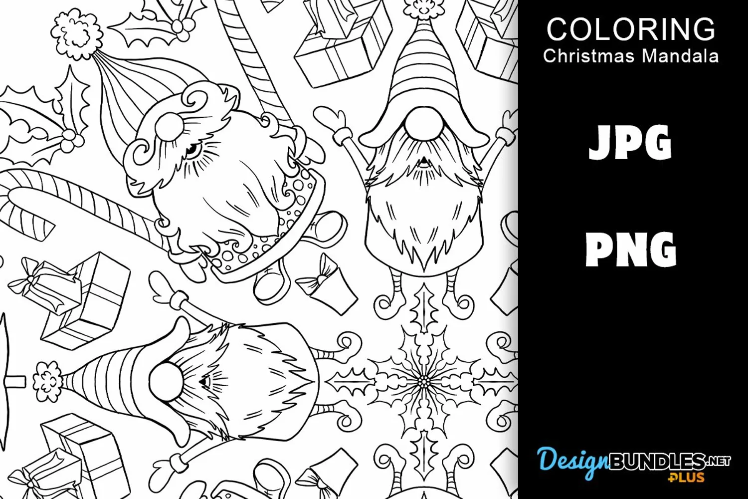 Christmas Mandala Coloring Page - Christmas Gnomes product image 1