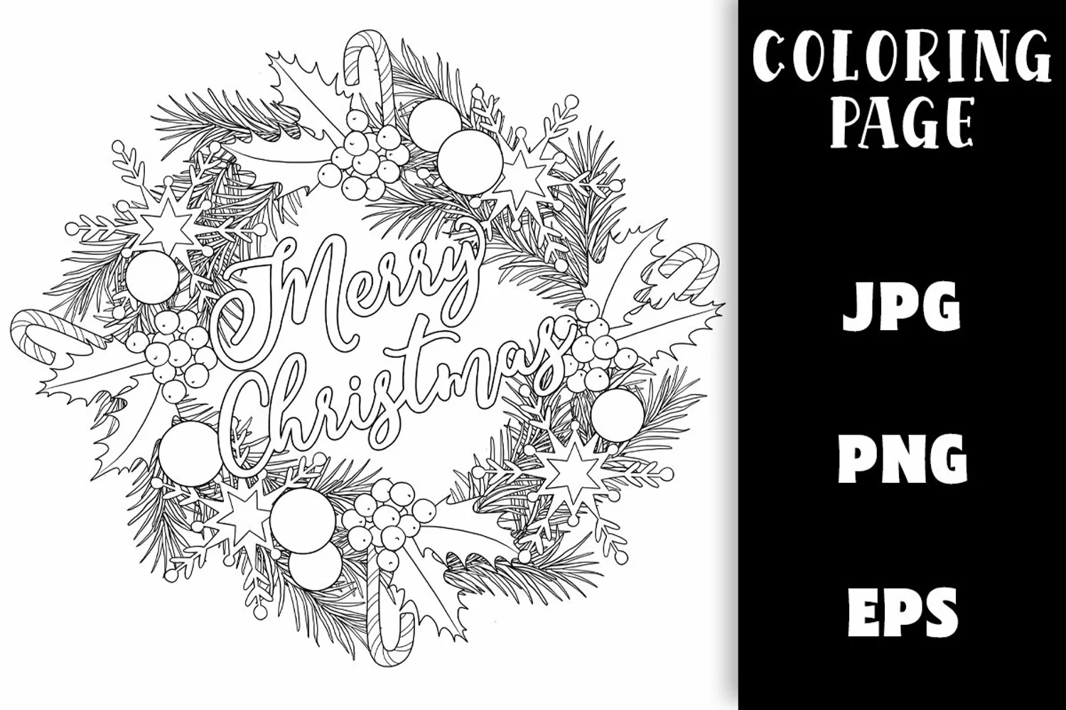 Christmas Wreath Coloring - Merry Christmas product image 1