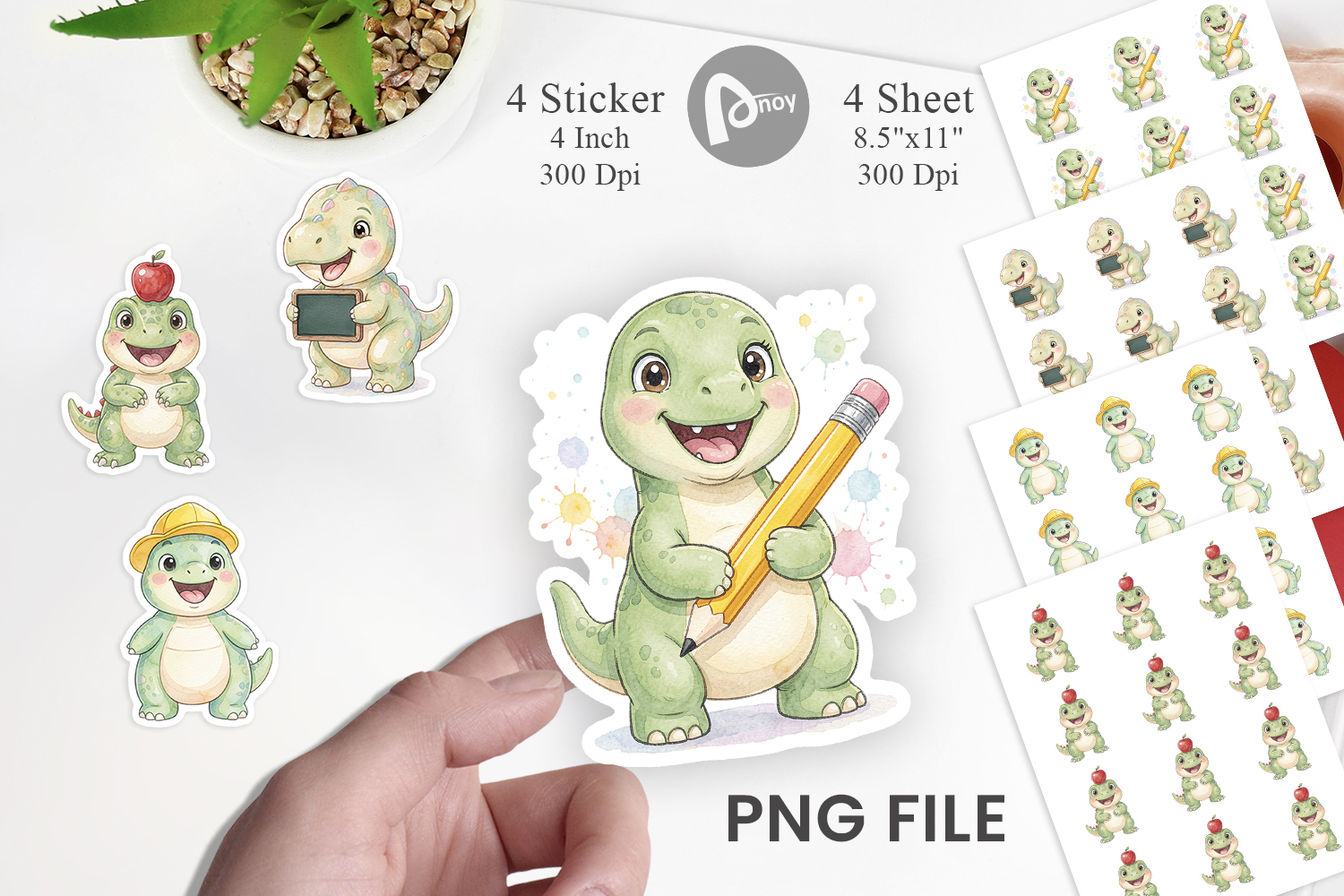 Chubby School Dino Sticker product image 1