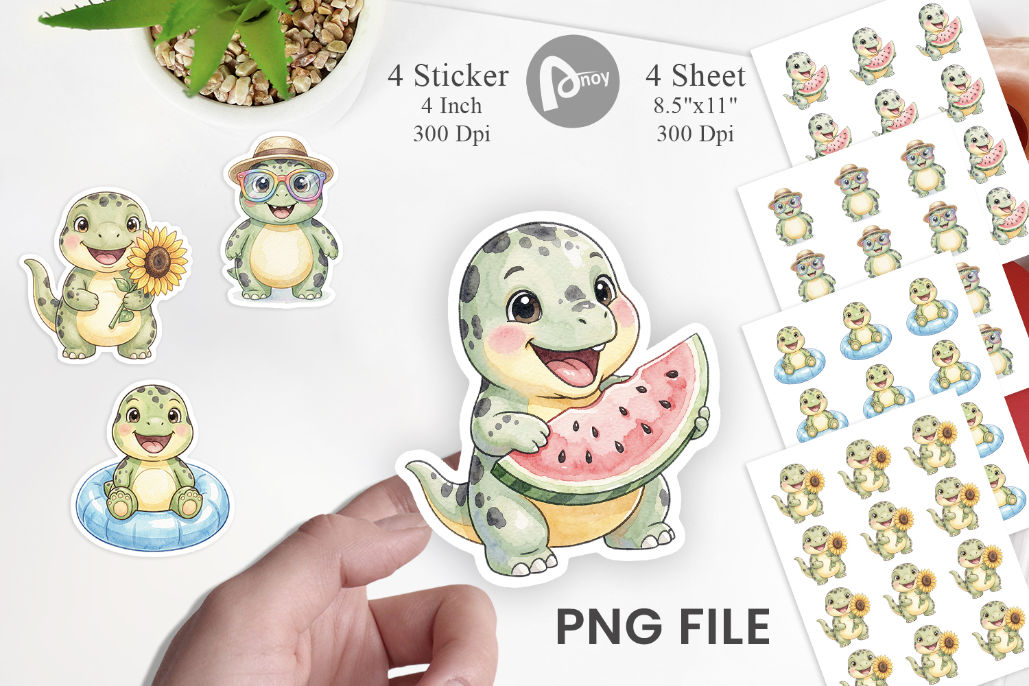Chubby Summer Dinosaur Sticker product image 1