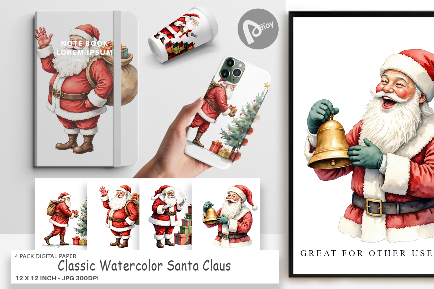 Digital Paper Classic Santa Claus product image 1