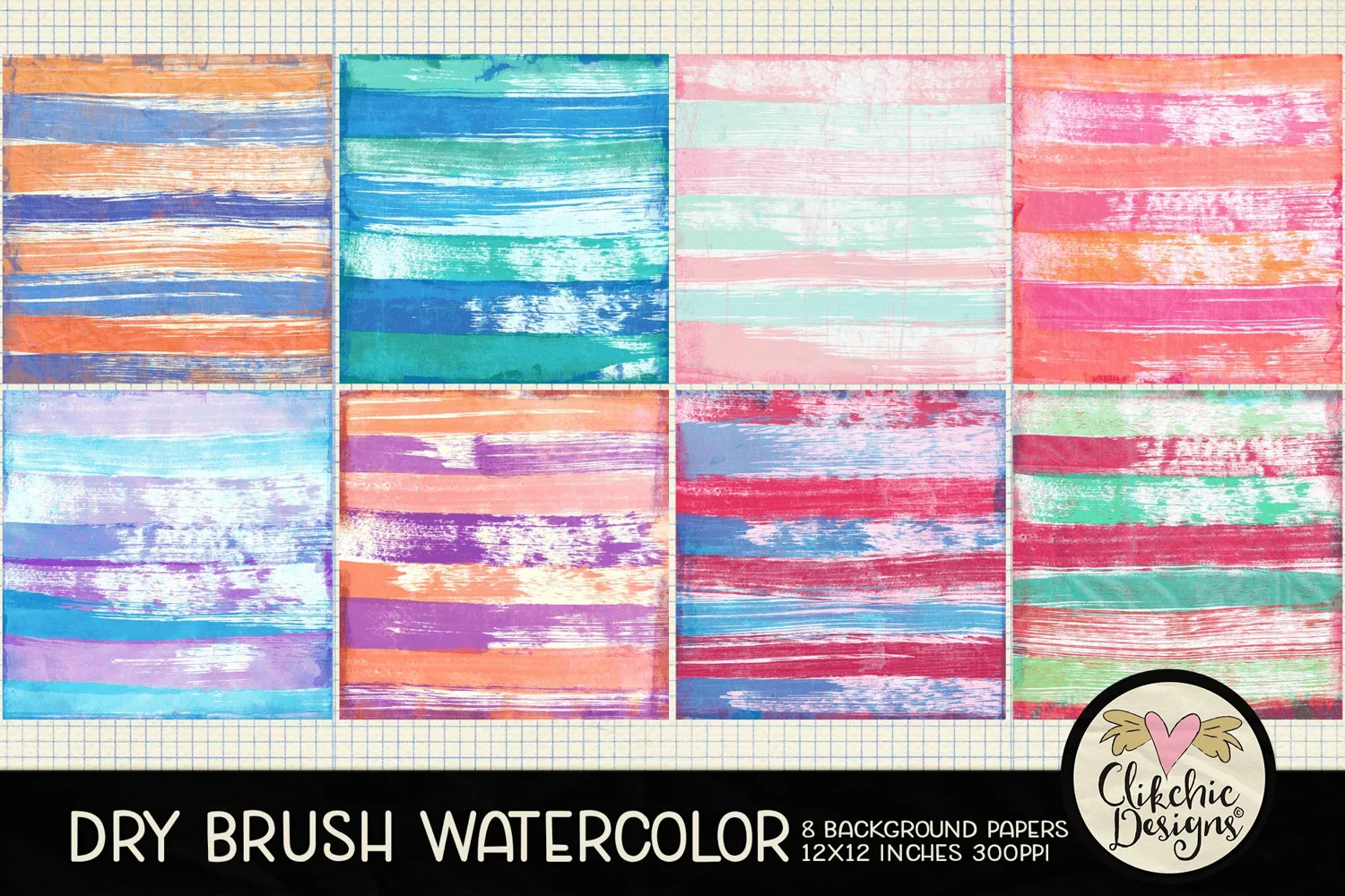 Watercolor Scrapbook Papers Dry Brush Watercolor Backgrounds product image 1