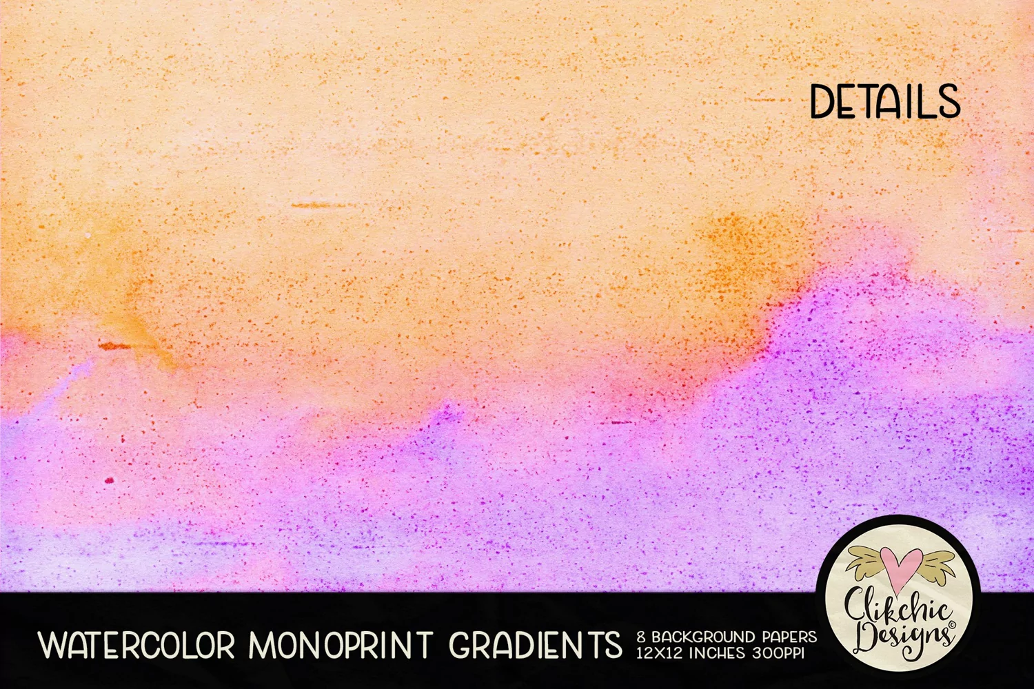 Watercolor Painted Gradient Monoprint Background Textures