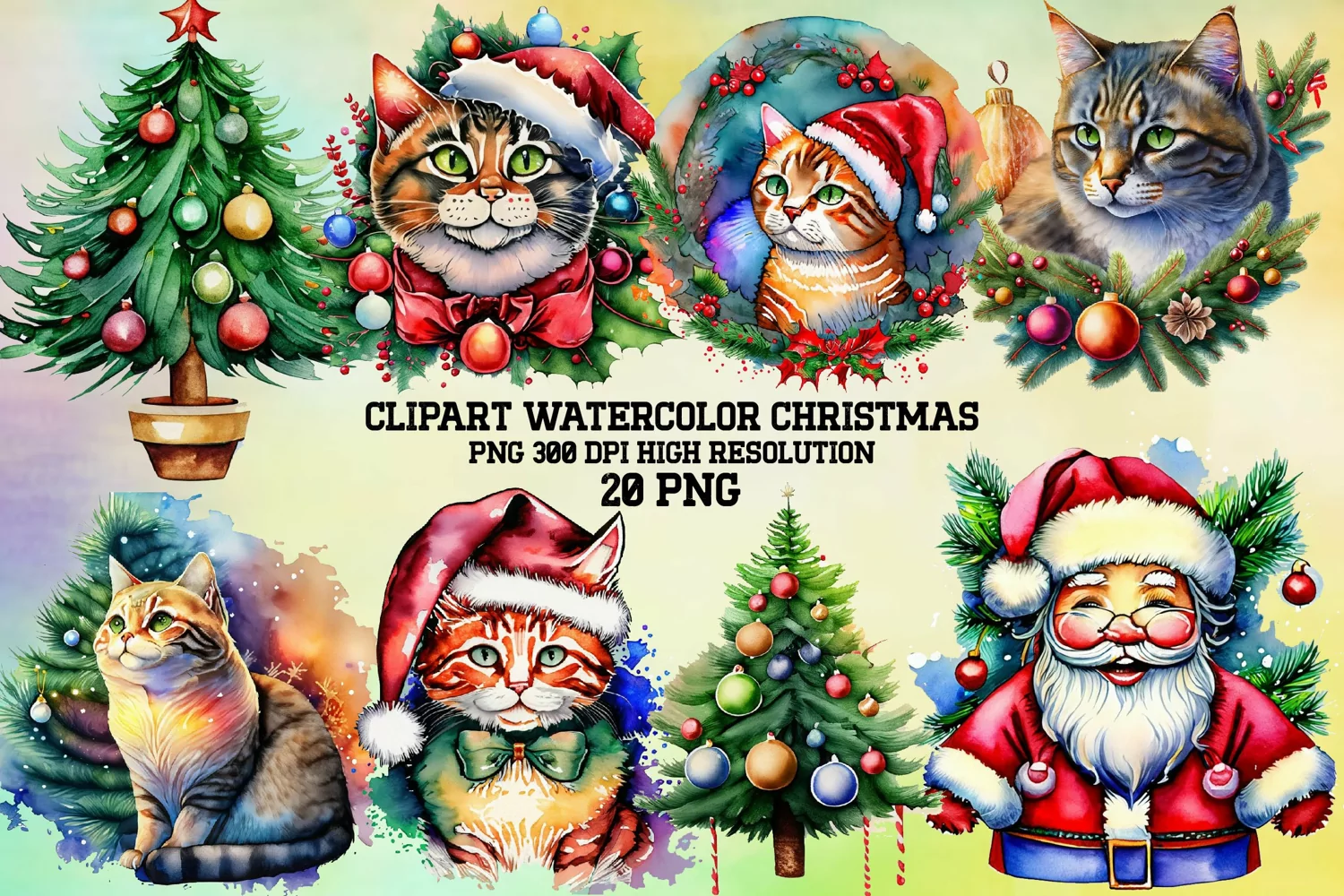 Clipart Watercolor Christmas product image 1