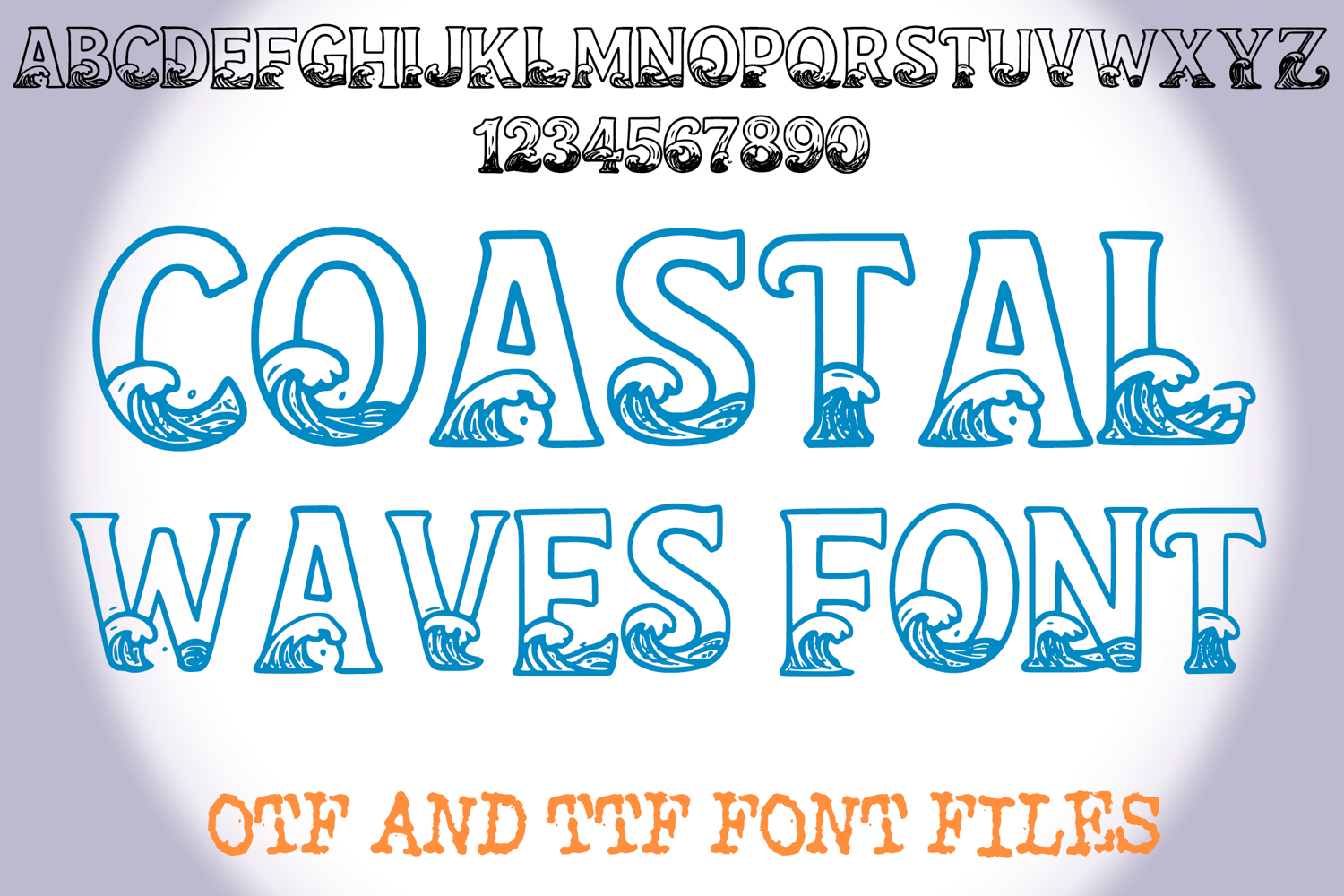 Coastal Waves Lettering ABC Text Font Alphabet OTF Type