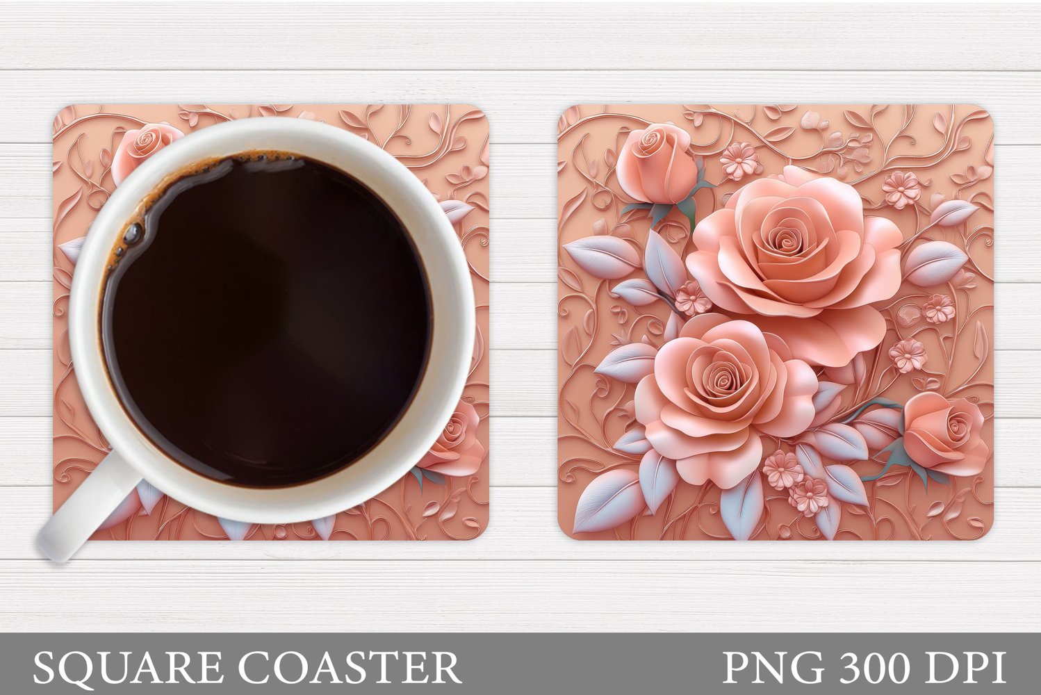 Roses Coaster Sublimation. Flowers Coaster Design product image 1