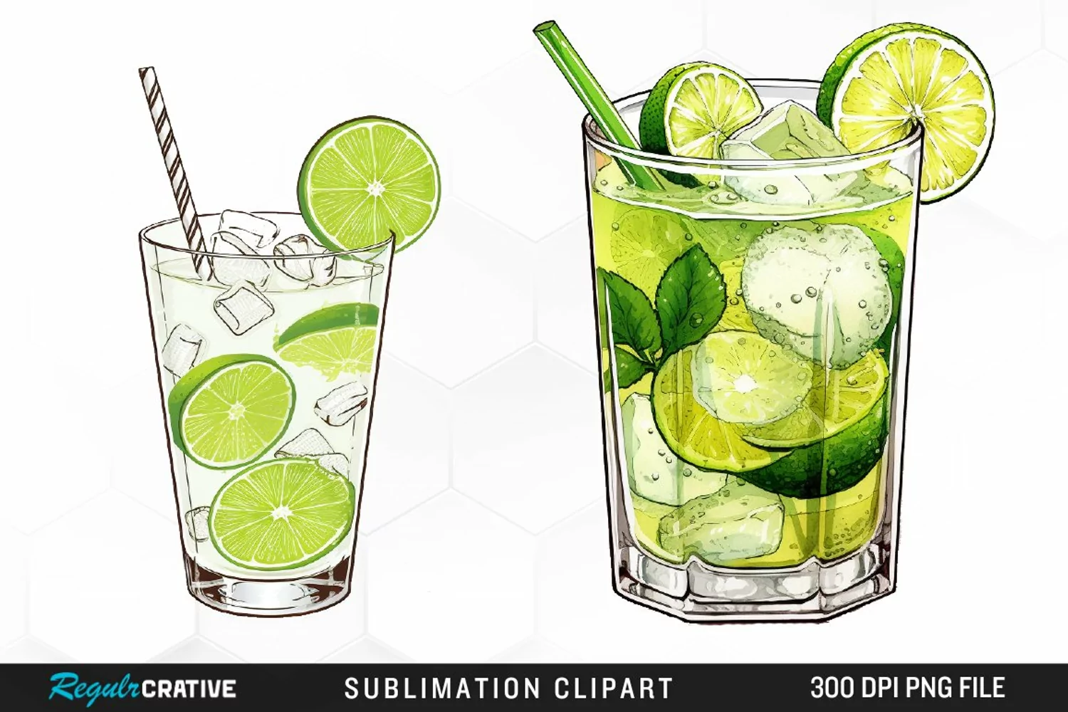 Watercolor Cocktails Design Clipart product image 1