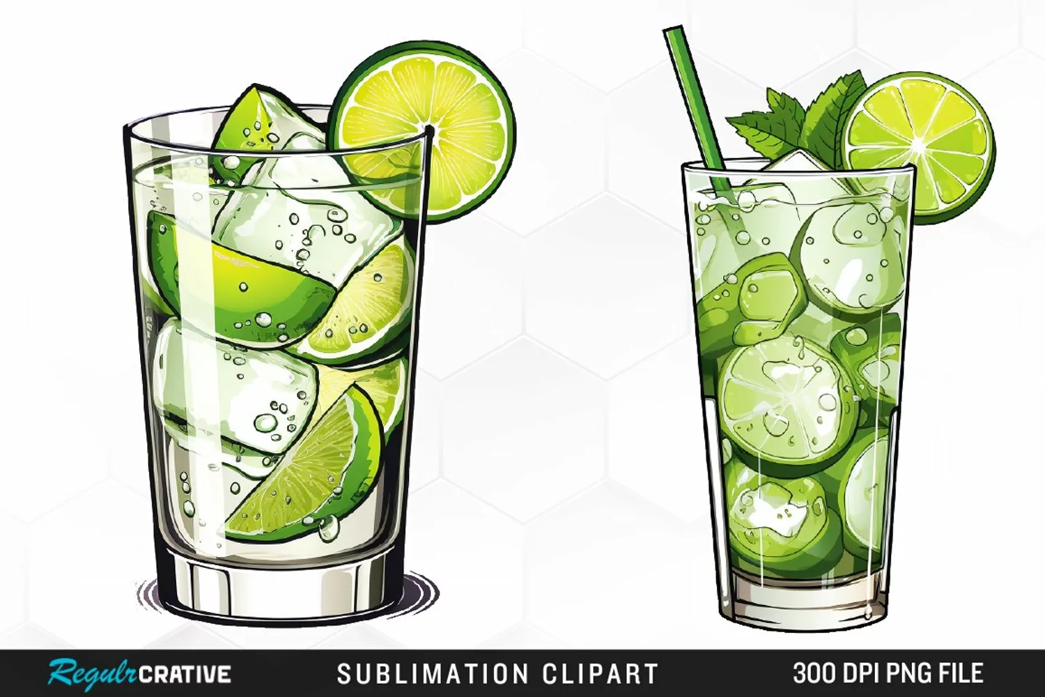 Watercolor Cocktails Design Clipart product image 1