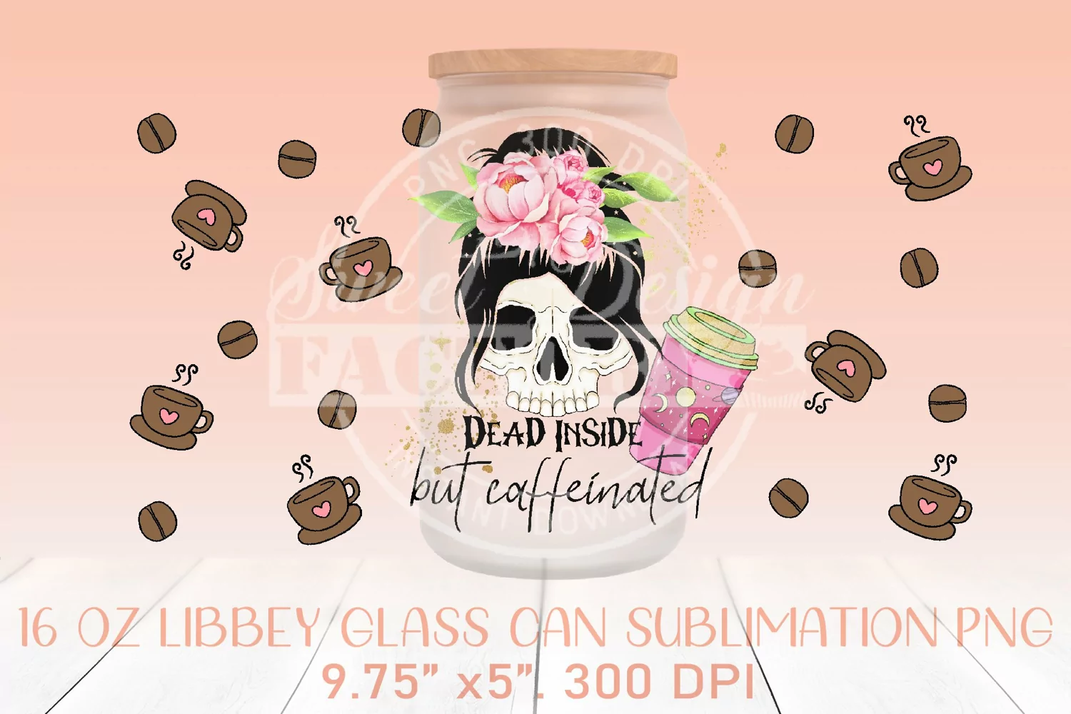 Coffee 16 oz libbey can glass PNG, mom life can glass png product image 1
