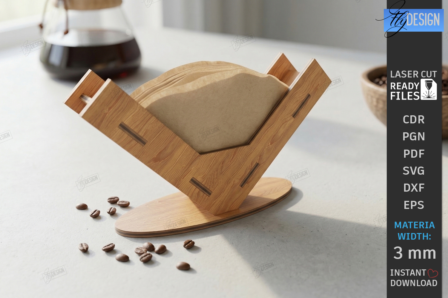 Coffee Filter Holder Laser Cut | Kitchen Decor | Desk Stand product image 1
