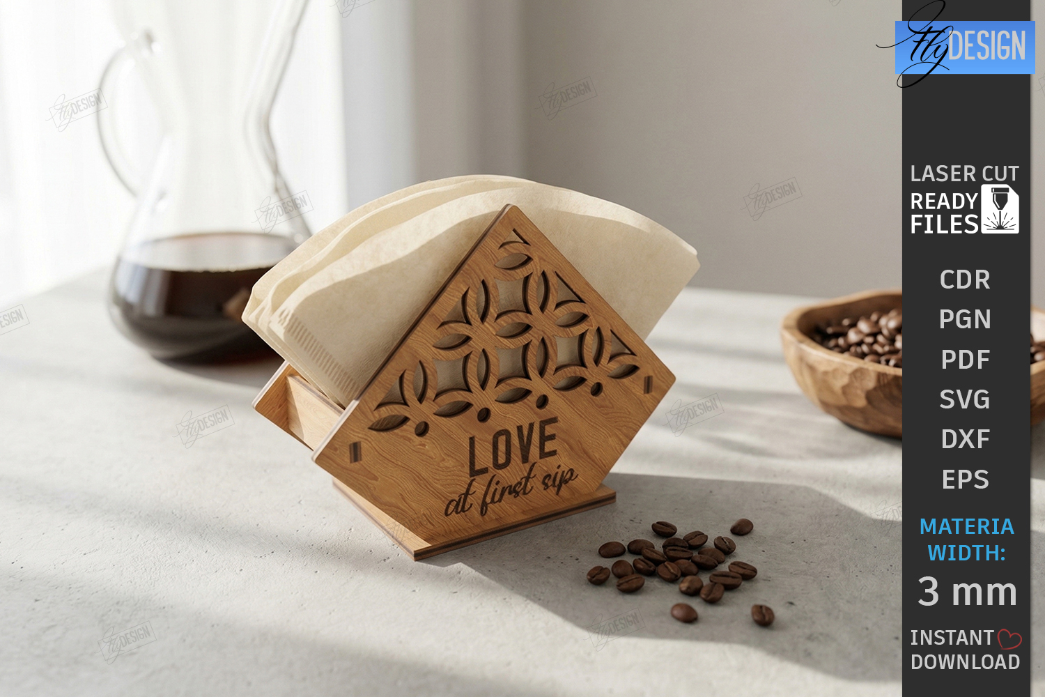 Coffee Filter Holder Laser Cut | Kitchen Decor | Desk Stand product image 1