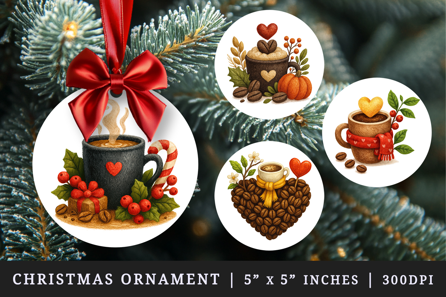 Coffee Lover round ornaments sublimation design product image 1