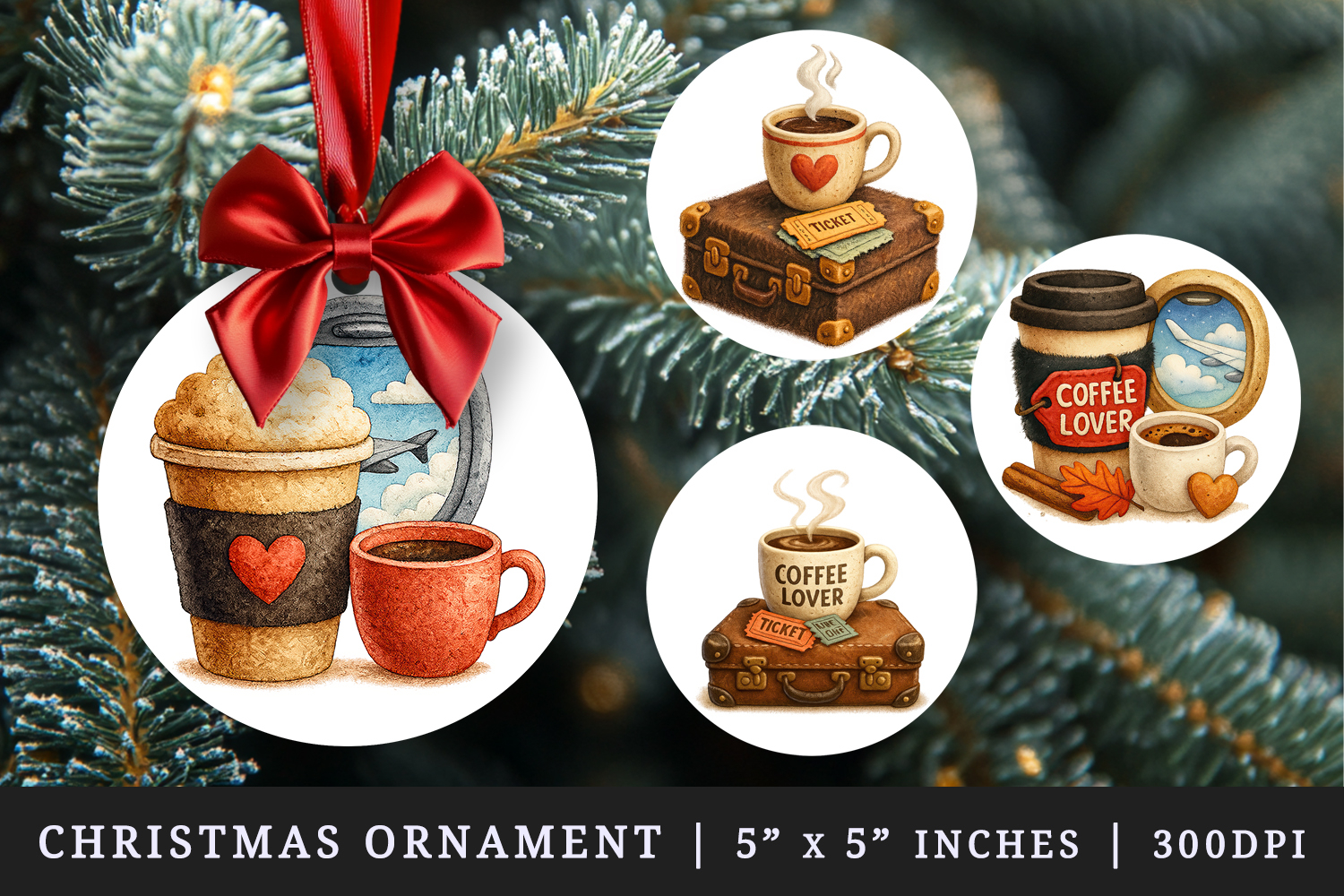 Coffee Lover round ornaments sublimation design product image 1