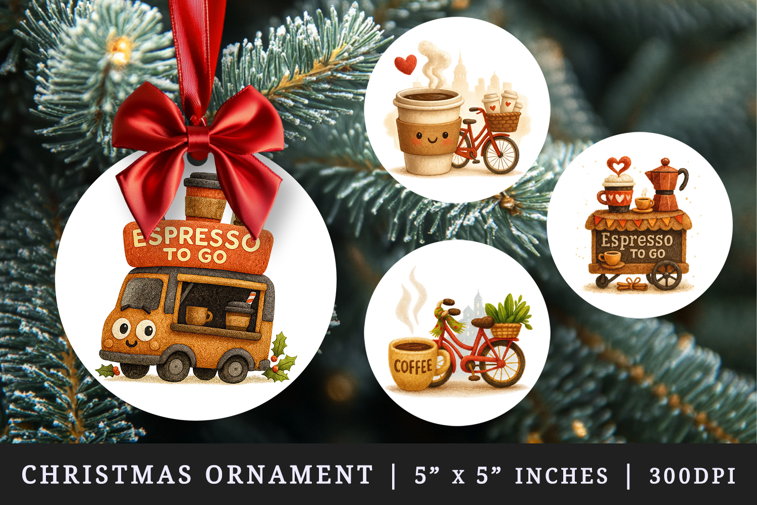 Coffee Lover round ornaments sublimation design product image 1