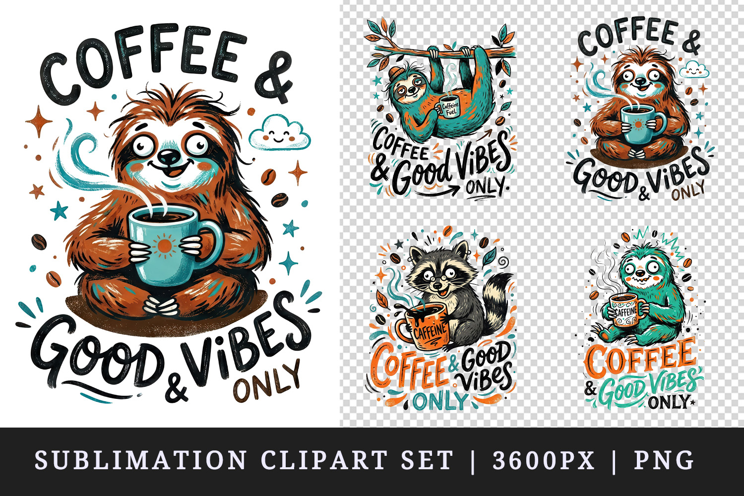 Coffee lover clipart printable sublimation design png product image 1