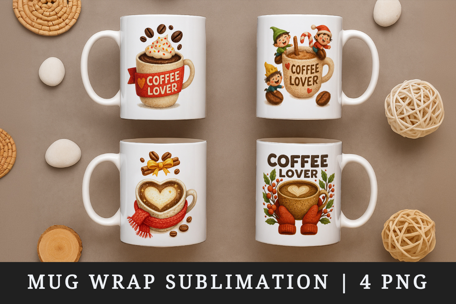 Coffee Lover mug wrap printable sublimation design product image 1
