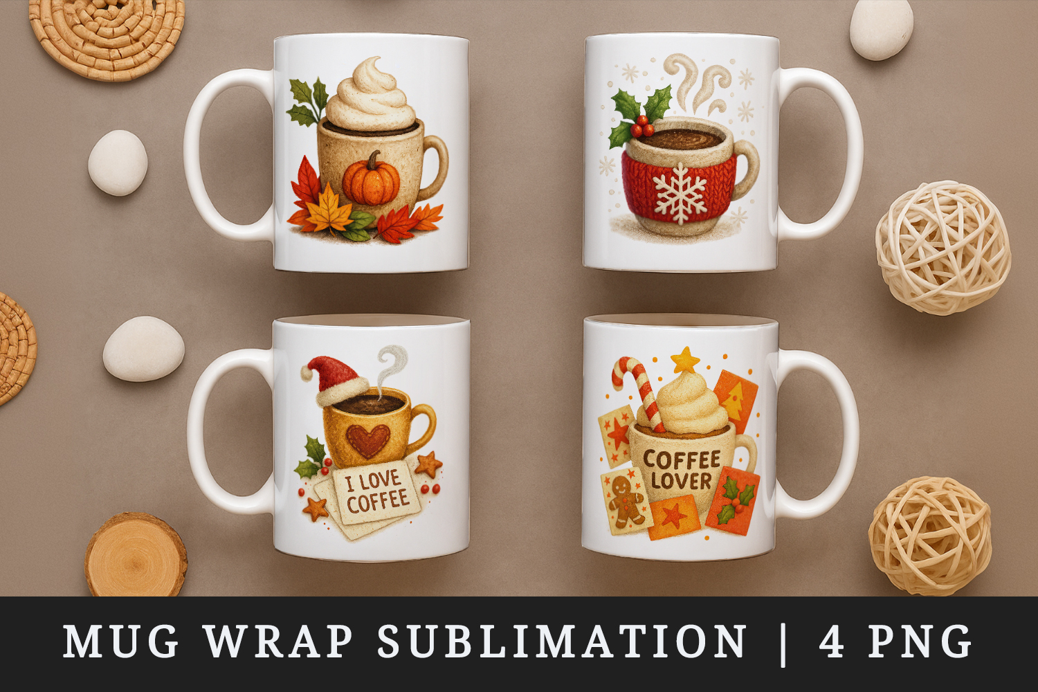 Coffee Lover mug wrap printable sublimation design product image 1