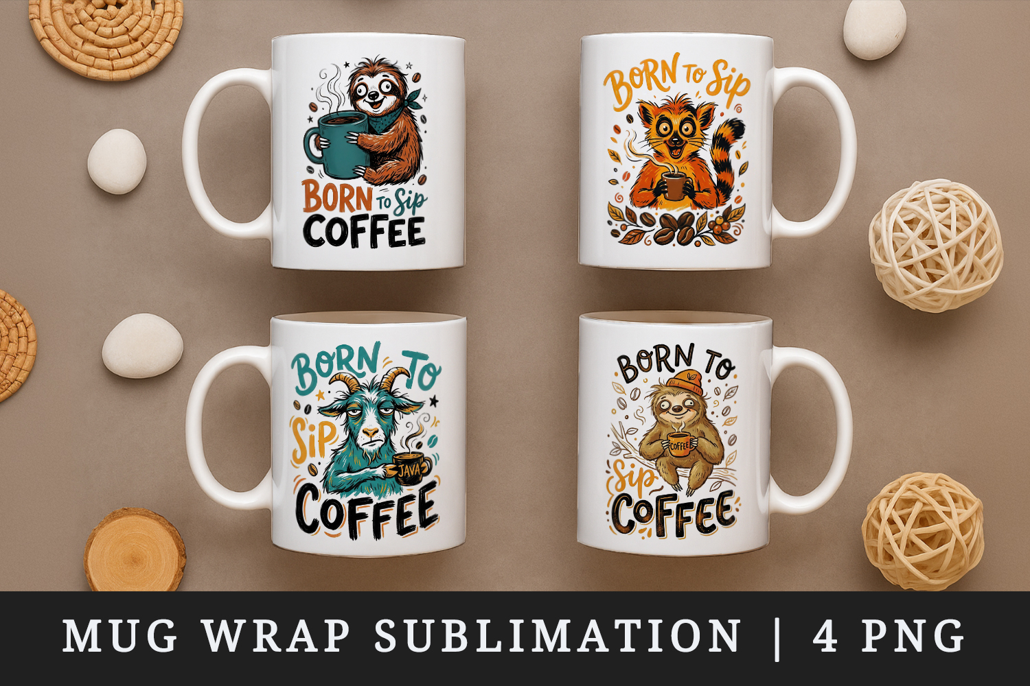 Coffee lover mug wrap printable sublimation design product image 1